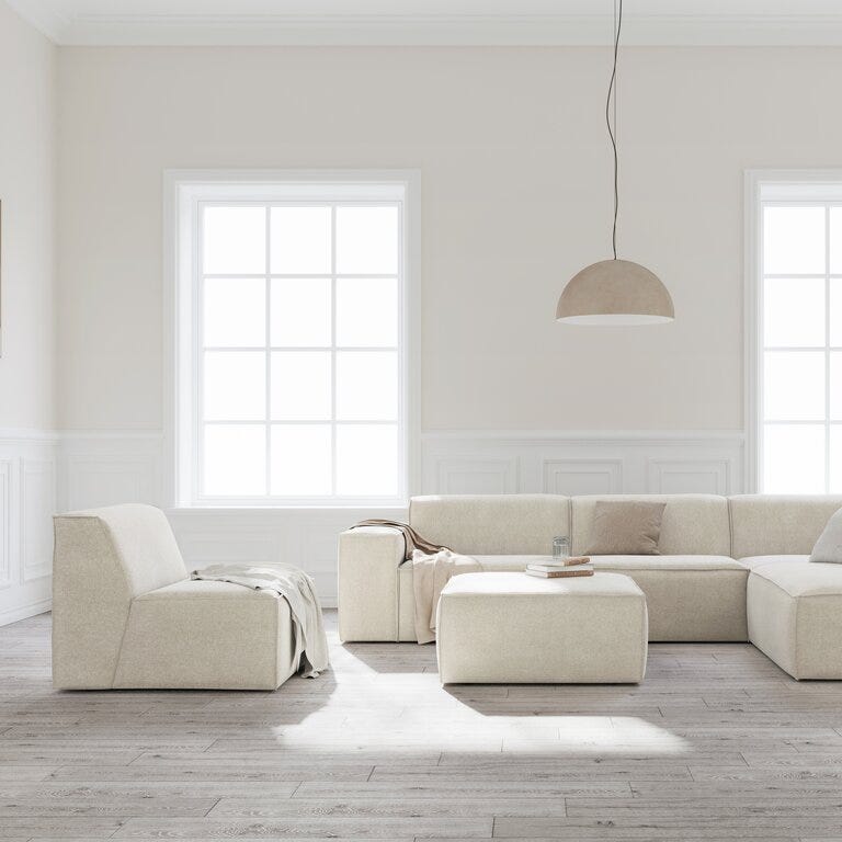 Jakobsen QUADRATO Hjørnesofa med endeavslutning i Beige/natur