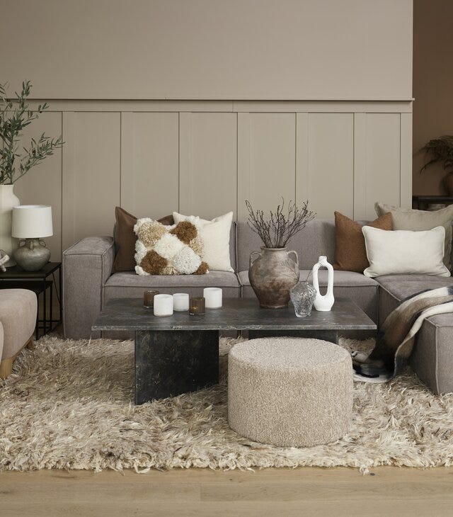 QUADRATO Hjørnesofa med endeavslutning i Beige/natur