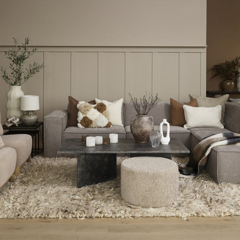 QUADRATO Hjørnesofa med endeavslutning i Beige/natur