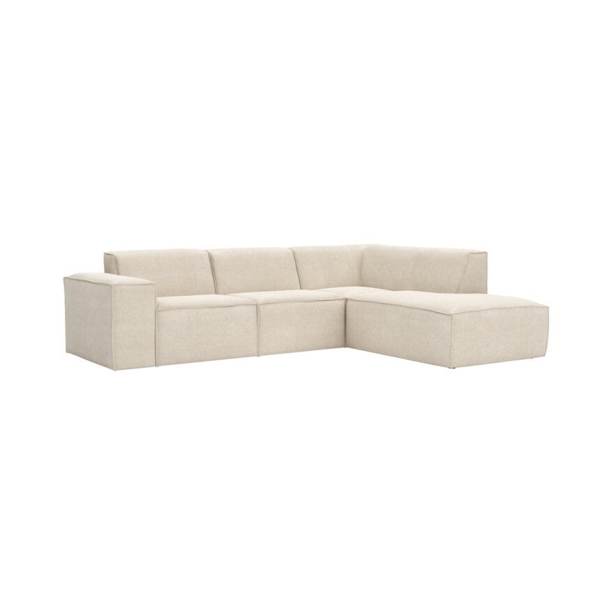 QUADRATO Hjørnesofa med endeavslutning i Beige/natur