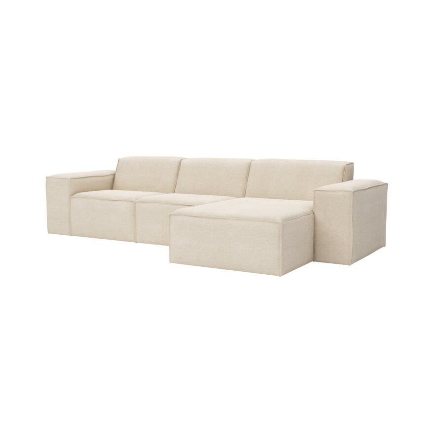 QUADRATO Hjørnesofa med sjeselong i Beige/natur
