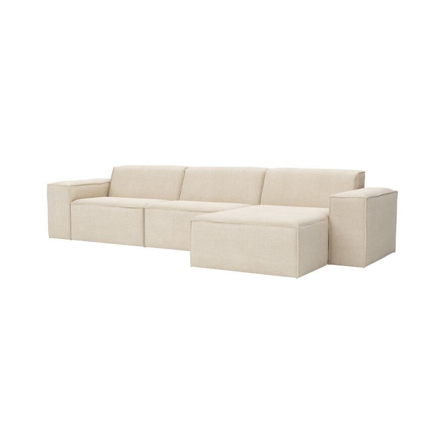 QUADRATO Hjørnesofa med sjeselong i Beige/natur