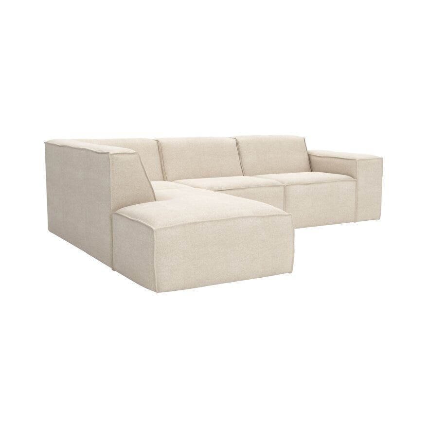 QUADRATO Hjørnesofa med endeavslutning i Beige/natur