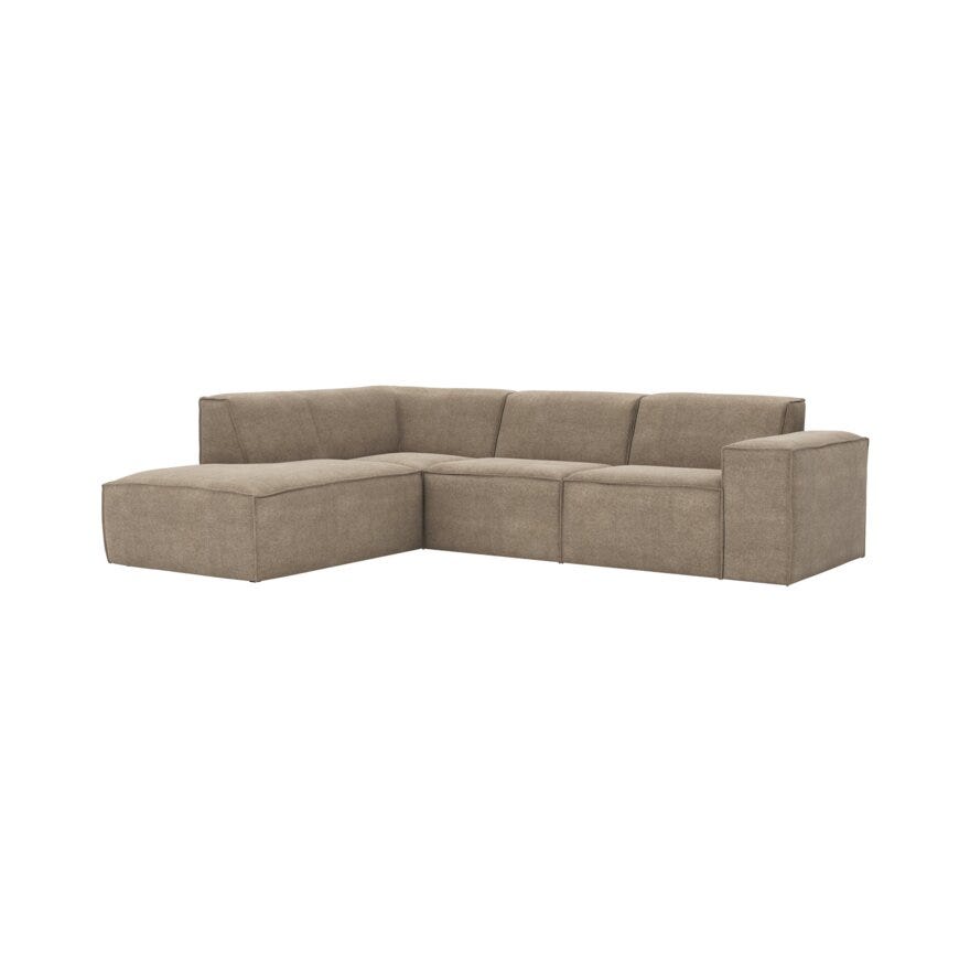QUADRATO Hjørnesofa med endeavslutning i Beige/natur