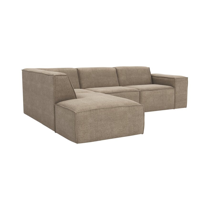 QUADRATO Hjørnesofa med endeavslutning i Beige/natur