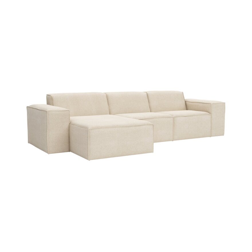 QUADRATO Hjørnesofa med sjeselong i Beige/natur