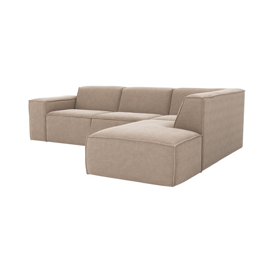 QUADRATO Hjørnesofa med endeavslutning i Beige/natur