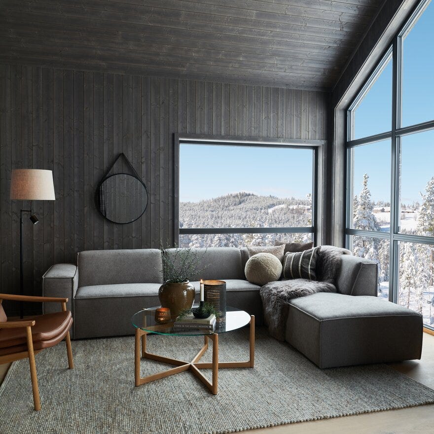 QUADRATO Hjørnesofa med endeavslutning i Beige/natur