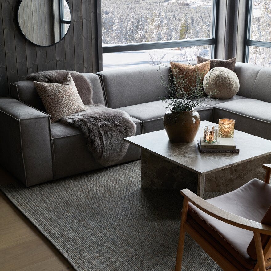 QUADRATO Hjørnesofa med endeavslutning i Beige/natur
