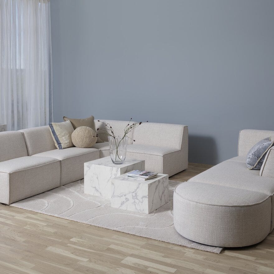 QUADRATO Hjørnesofa med endeavslutning i Beige/natur