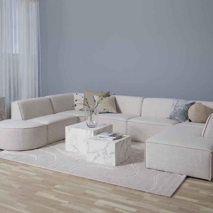 QUADRATO Hjørnesofa med endeavslutning i Beige/natur