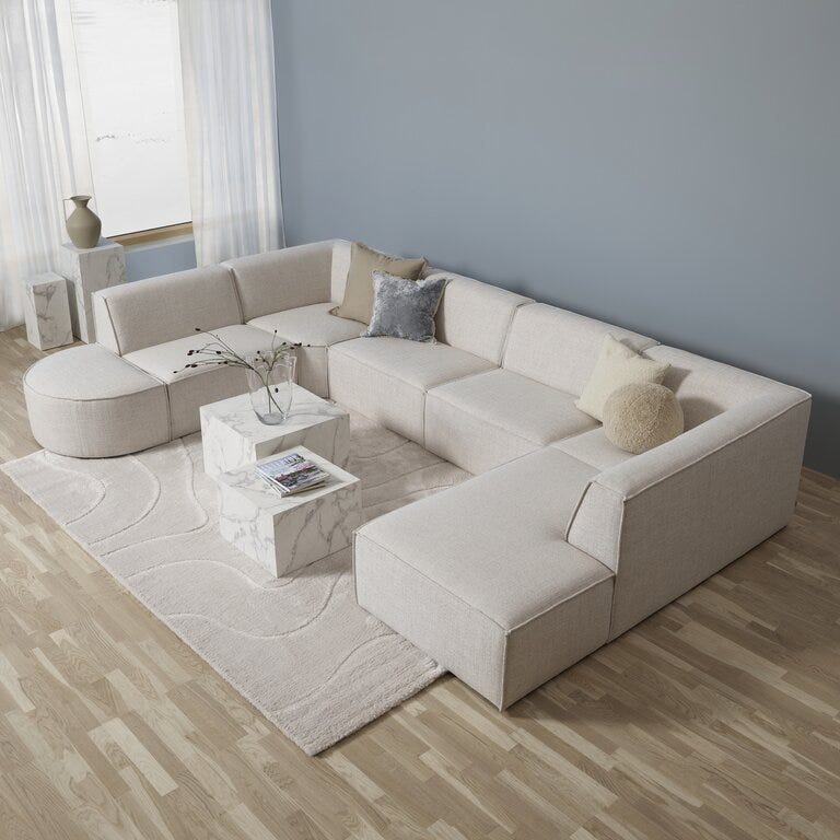 Jakobsen QUADRATO U-sofa med endeavslutning i Beige/natur