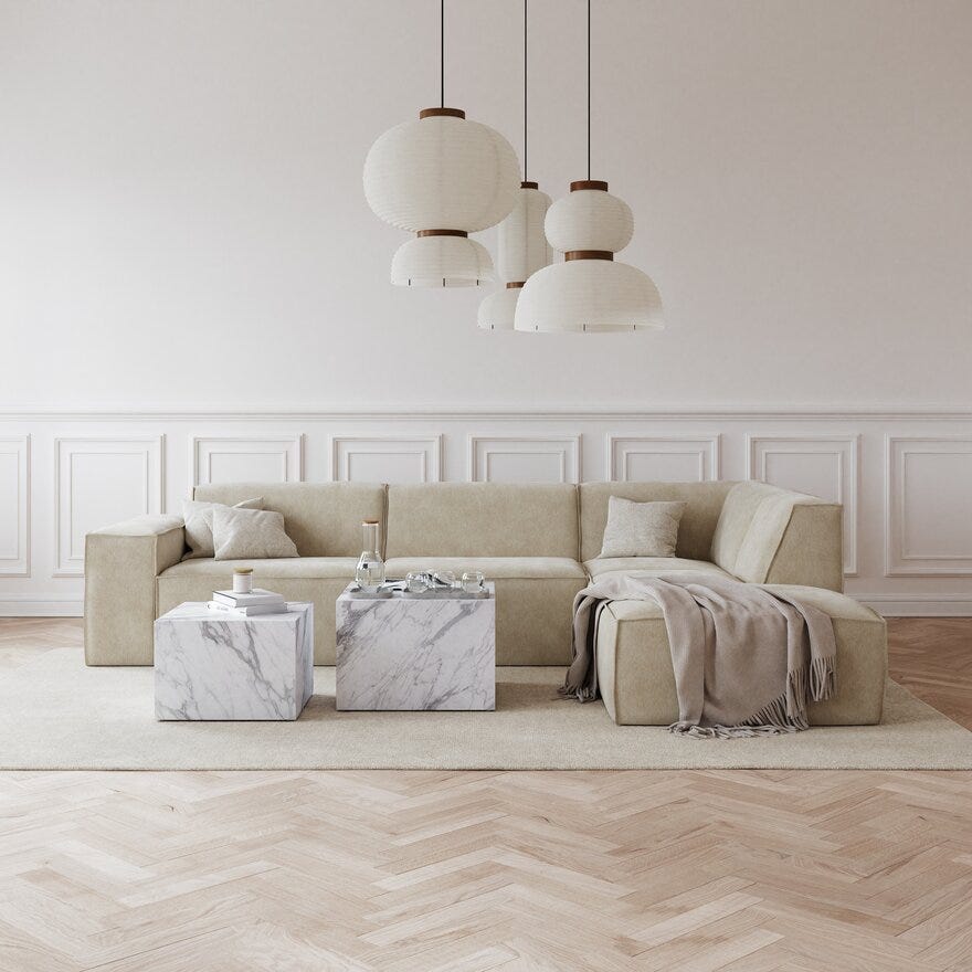 QUADRATO Hjørnesofa i Beige/natur