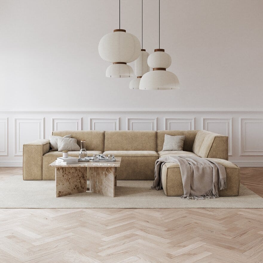 QUADRATO Hjørnesofa i Beige/natur