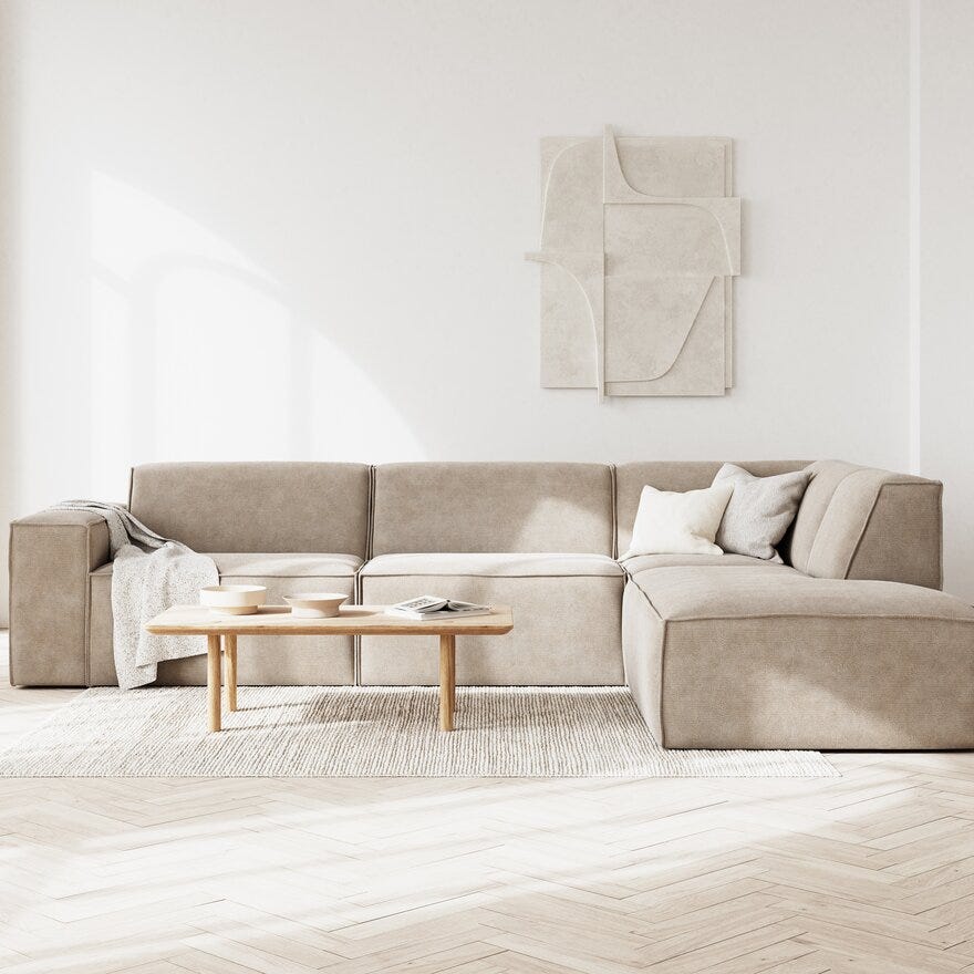 QUADRATO Hjørnesofa i Beige/natur