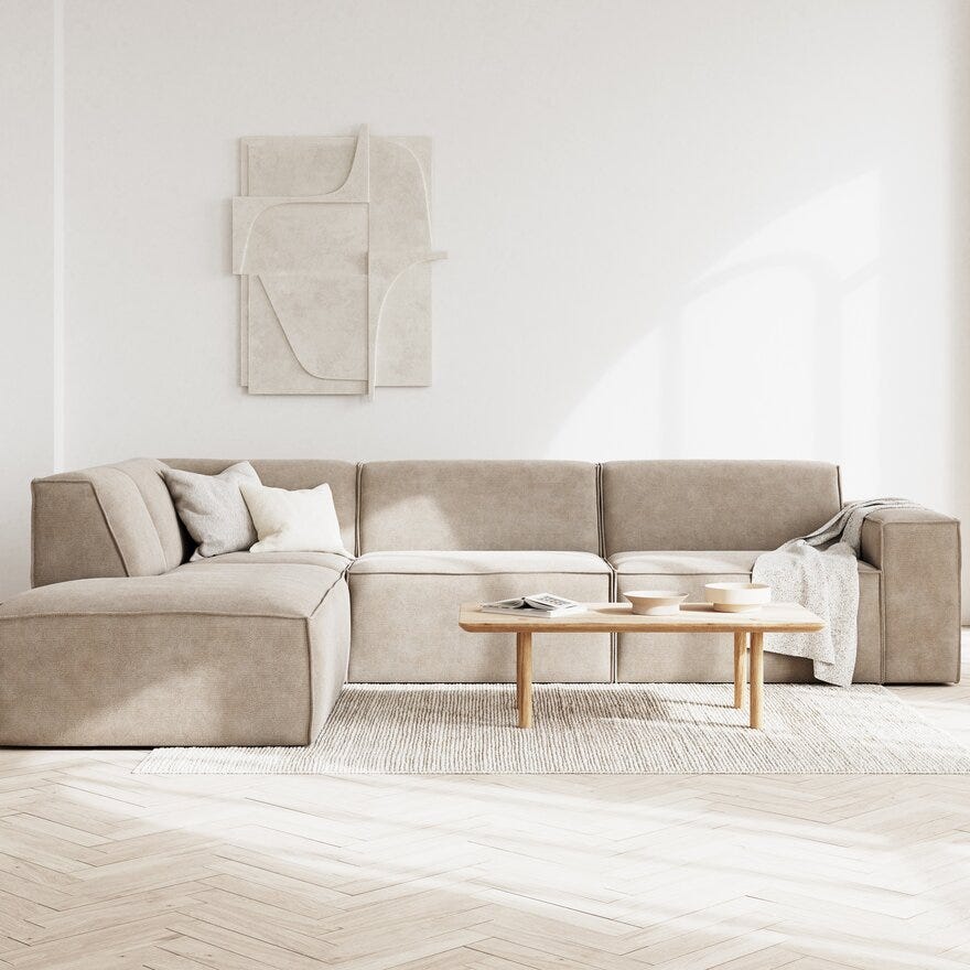 QUADRATO Hjørnesofa i Beige/natur