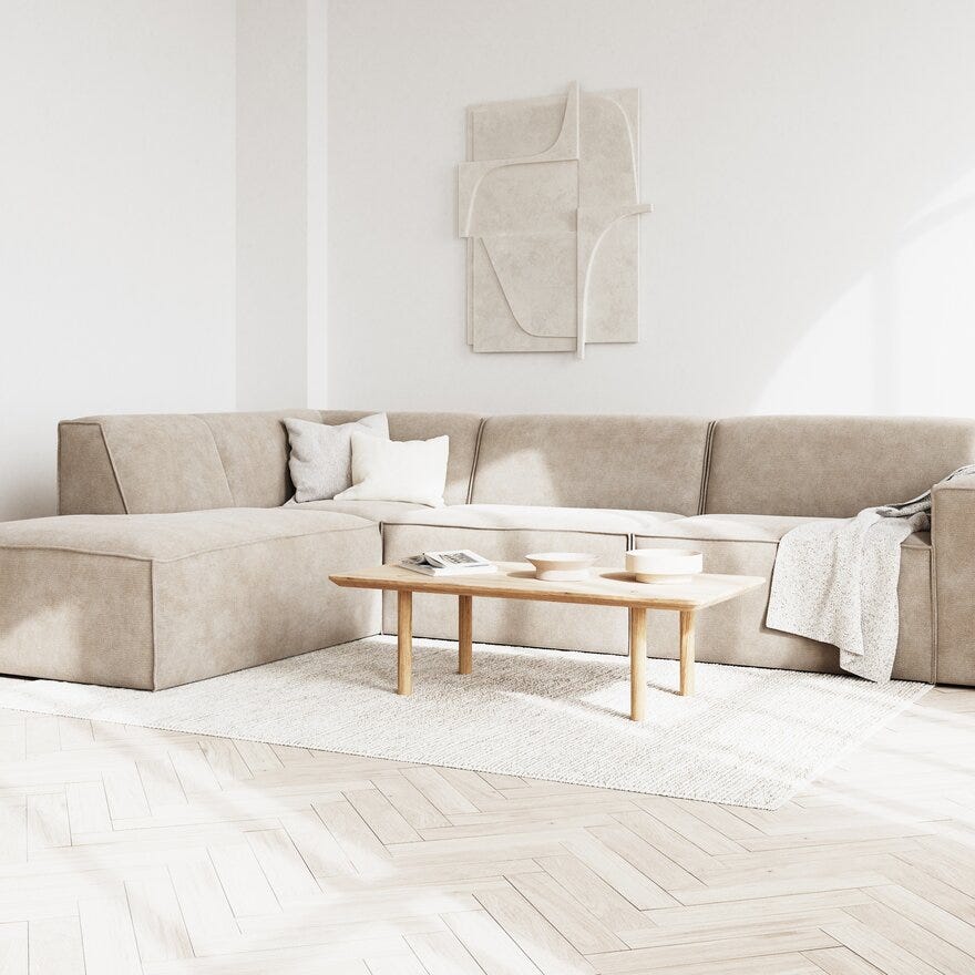 QUADRATO Hjørnesofa i Beige/natur