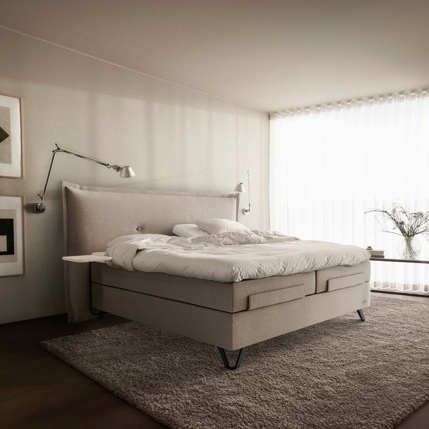 Jensen AMBASSADØR AQTIVE 2 Regulerbar seng 90x200 cm i Beige/natur