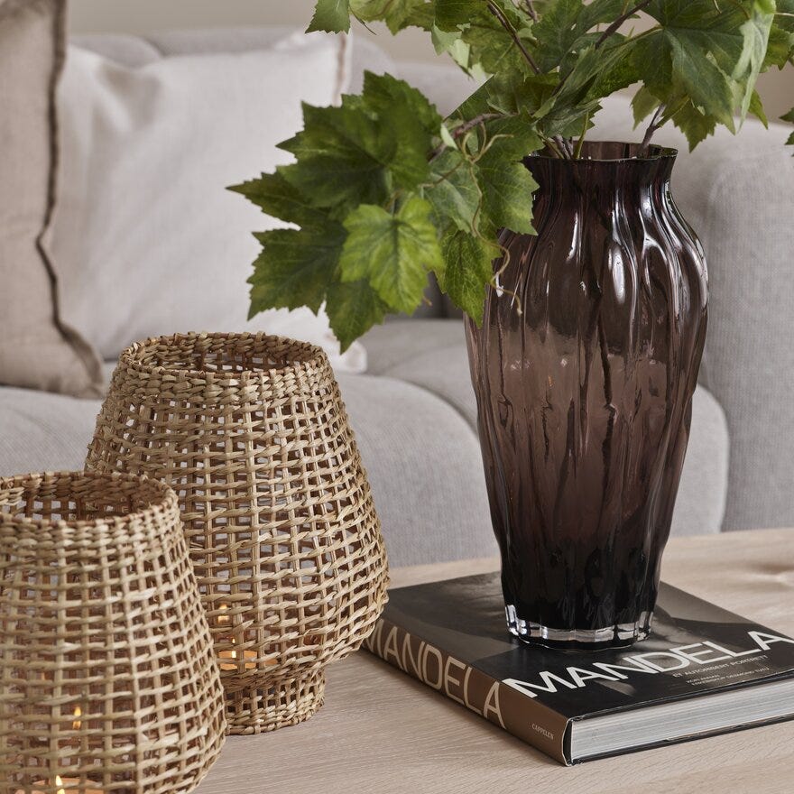 Holmen BALI Lykt H25 cm i Beige/natur