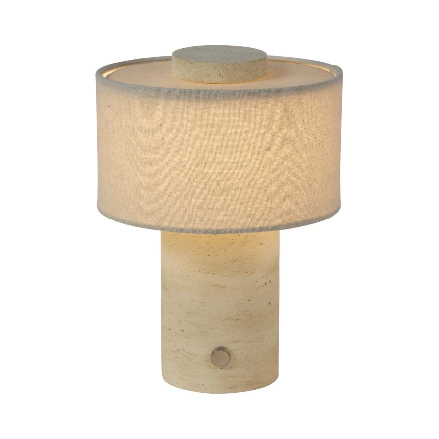 Sindig BARESI Bordlampe oppladbar Ø15 cm i Beige/natur