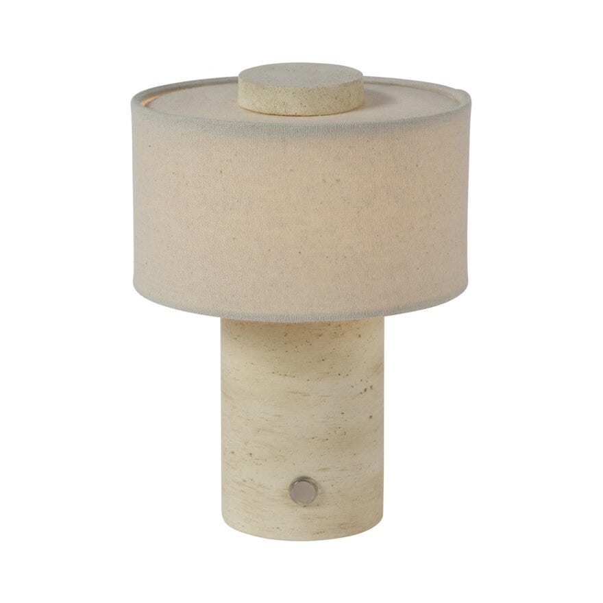 Sindig BARESI Bordlampe oppladbar Ø15 cm i Beige/natur