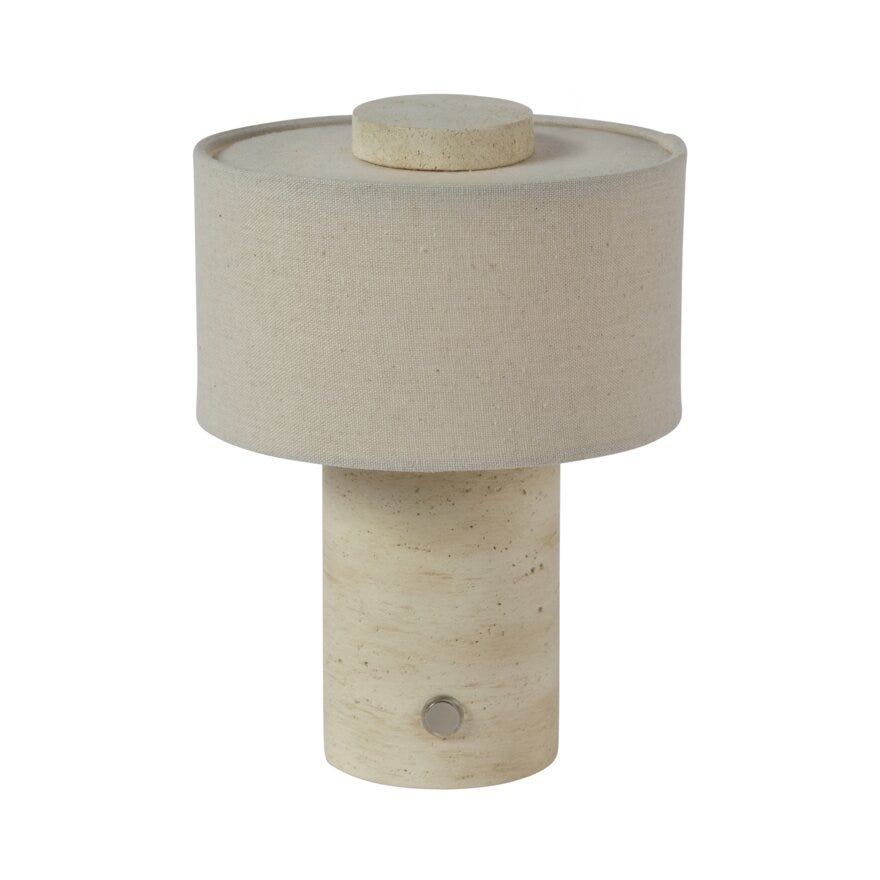 Sindig BARESI Bordlampe oppladbar Ø15 cm i Beige/natur