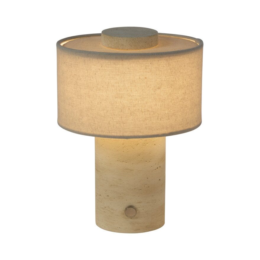 Sindig BARESI Bordlampe oppladbar Ø15 cm i Beige/natur