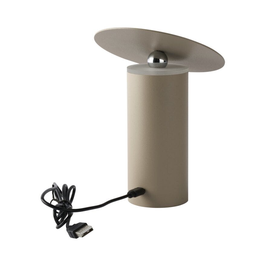 Sindig TIPP Bordlampe oppladbar Ø13 cm i Beige/natur