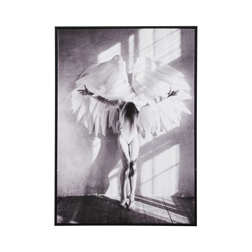 WHITE ANGEL Canvas bilde 50x70 cm i Svart