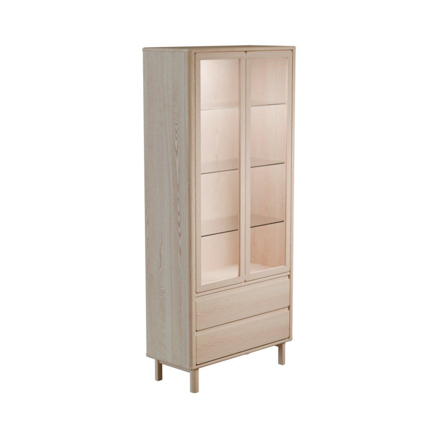 Kristensen & Kristensen ELEMENTS Vitrineskap med lys 200x40 cm i Beige/natur