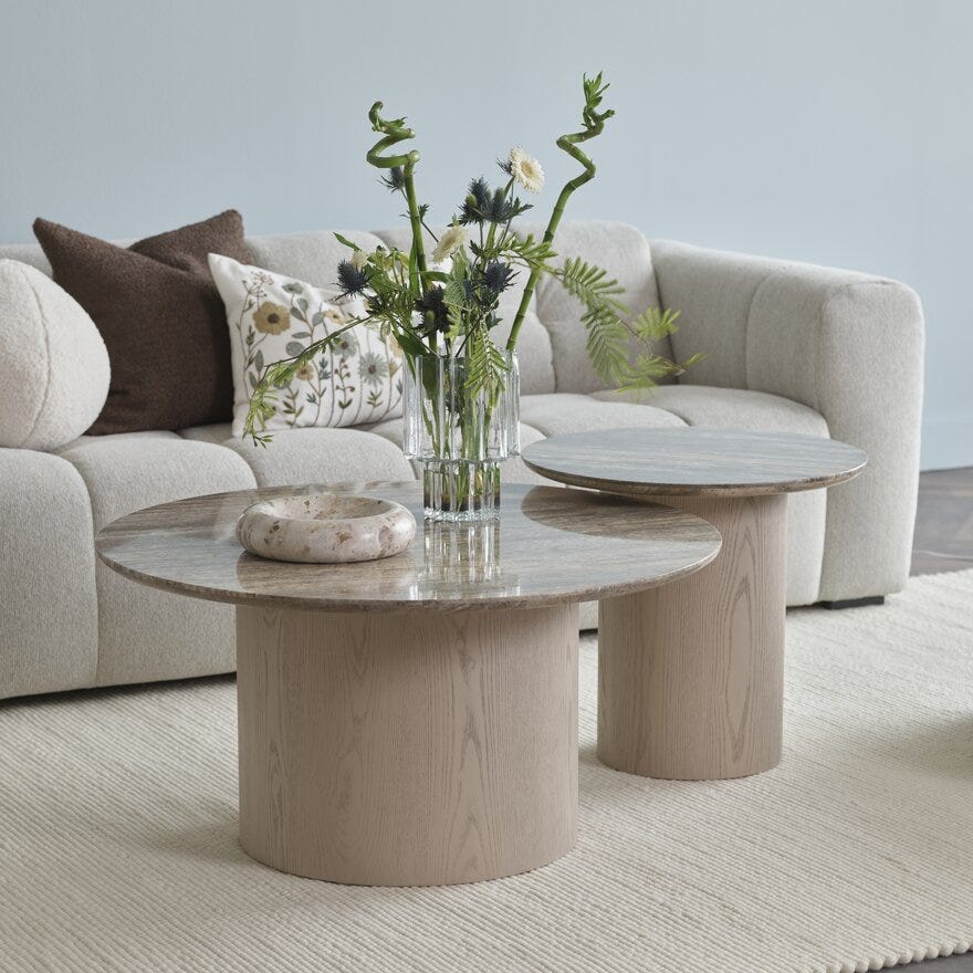 TREVI Sofabord Ø55 cm i Beige/natur