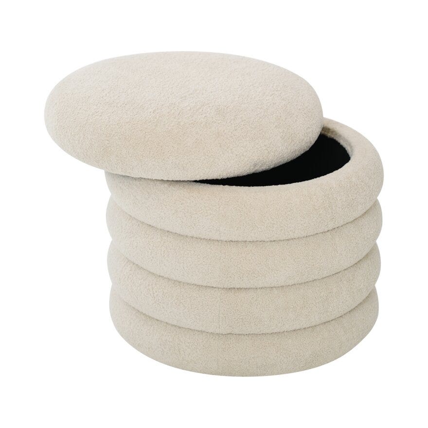 CAPPOLA Puff med oppbevaring Ø47 cm i Beige/natur