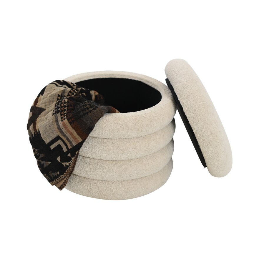 CAPPOLA Puff med oppbevaring Ø47 cm i Beige/natur