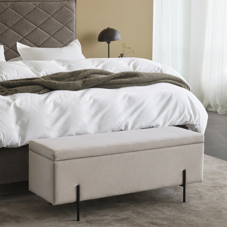DEAUVILLE Benk med oppbevaring B120 cm i Beige/natur