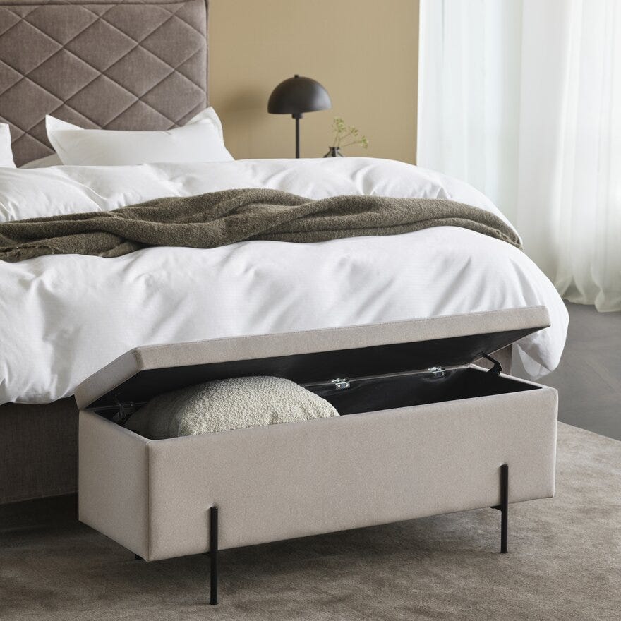 DEAUVILLE Benk med oppbevaring B120 cm i Beige/natur