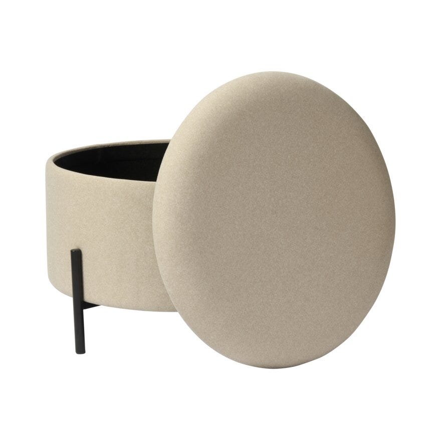 SPAZIO Puff med oppbevaring Ø55 cm i Beige/natur