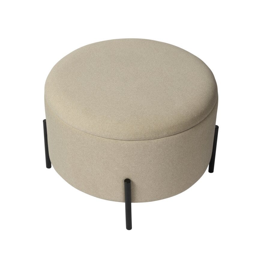 SPAZIO Puff med oppbevaring Ø55 cm i Beige/natur