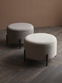 SPAZIO Puff med oppbevaring Ø55 cm i Beige/natur
