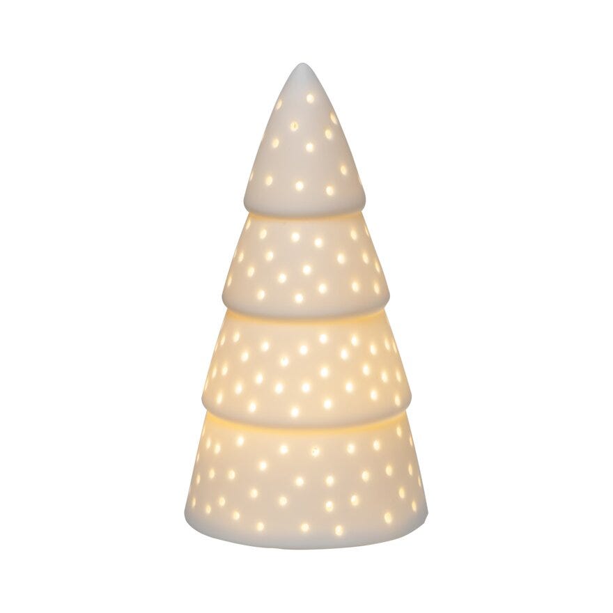 Ly BALTHASAR Dekortre med lys H15 cm i Hvit