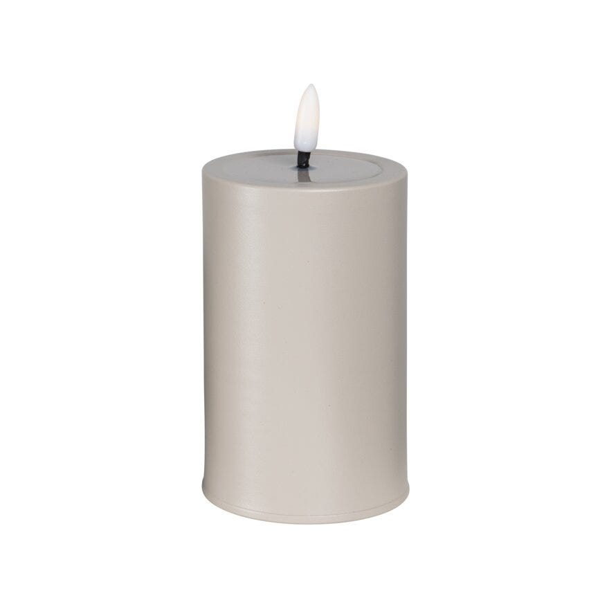 Lun BLIX LED ute kubbelys H12.5 cm i Beige/natur