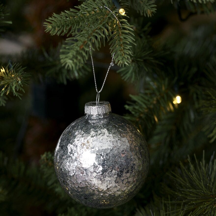 Sindig GLAM Julekule Ø8 cm i Sølv