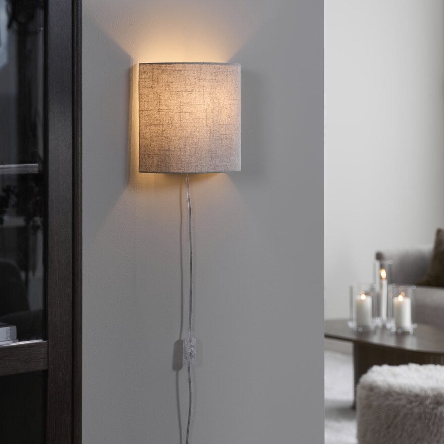 Sindig LUND Vegglampe H23.5 cm i Beige/natur
