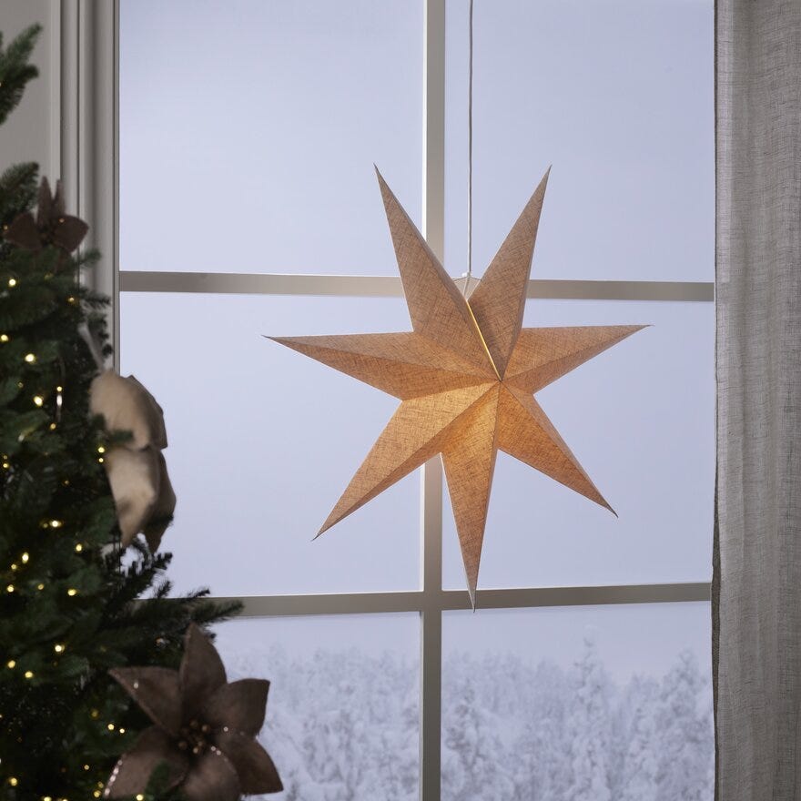 Ly ORTLER Papirstjerne Ø70 cm i Beige/natur