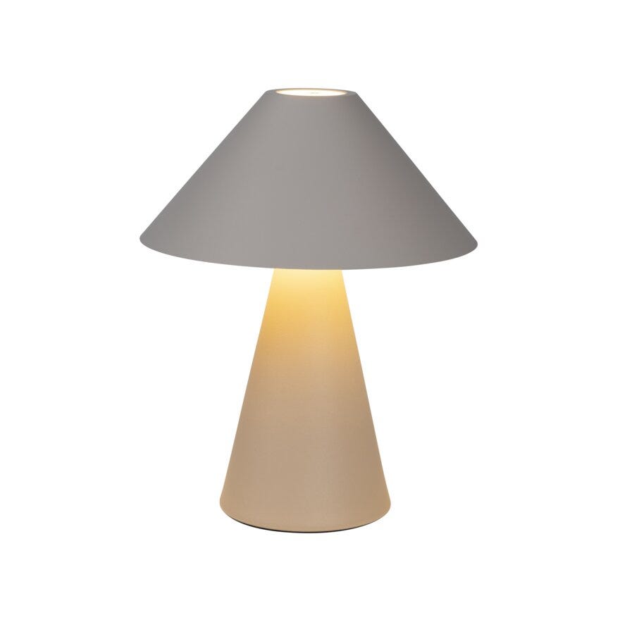 Sindig PAZZI Bordlampe oppladbar H19 cm i Beige/natur
