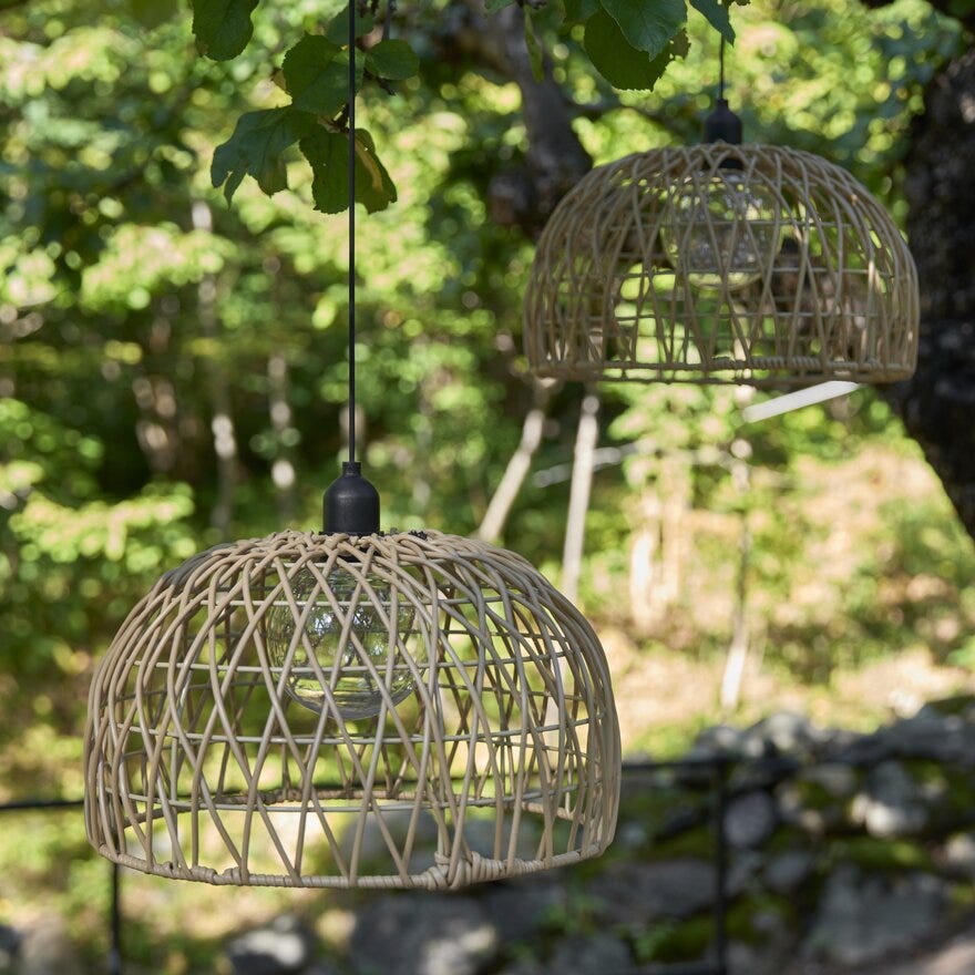 Ly PINTA Utendørs taklampe Ø30 cm i Beige/natur