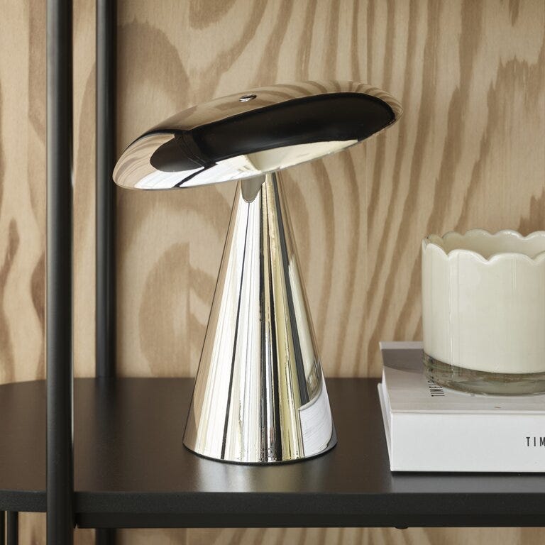 Sindig PORCINI Bordlampe oppladbar H26 cm i Sølv