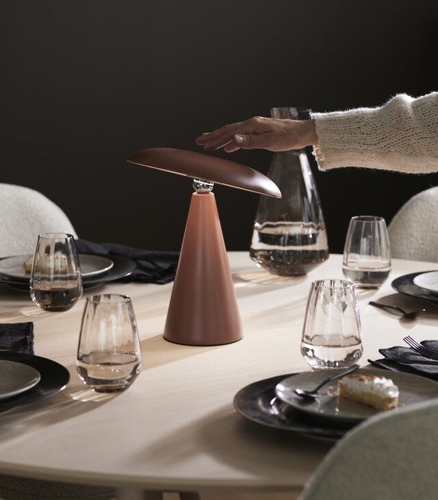 Sindig PORCINI Bordlampe oppladbar Ø23 cm i Brun