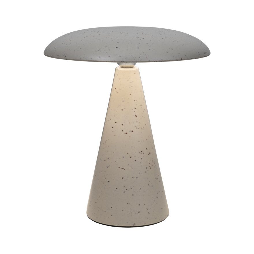 Sindig PORCINI Bordlampe oppladbar Ø23 cm i Hvit