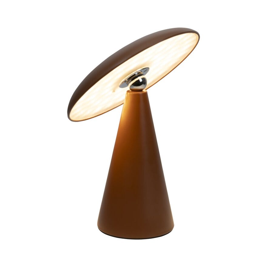 Sindig PORCINI Bordlampe oppladbar Ø23 cm i Brun