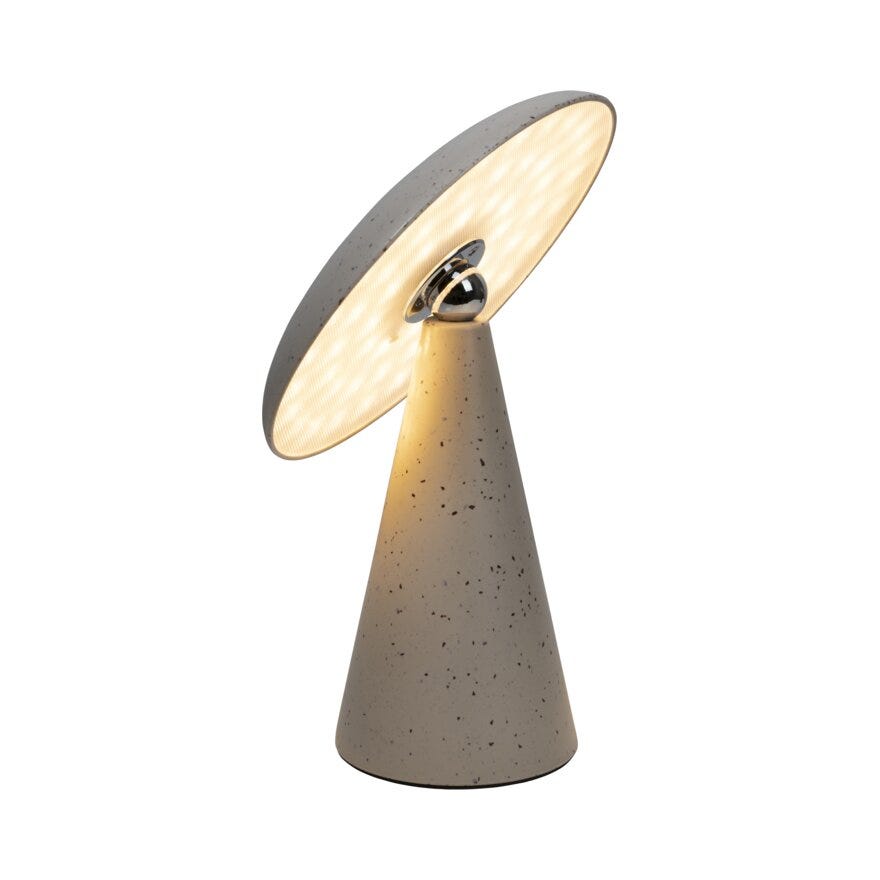 Sindig PORCINI Bordlampe oppladbar Ø23 cm i Hvit